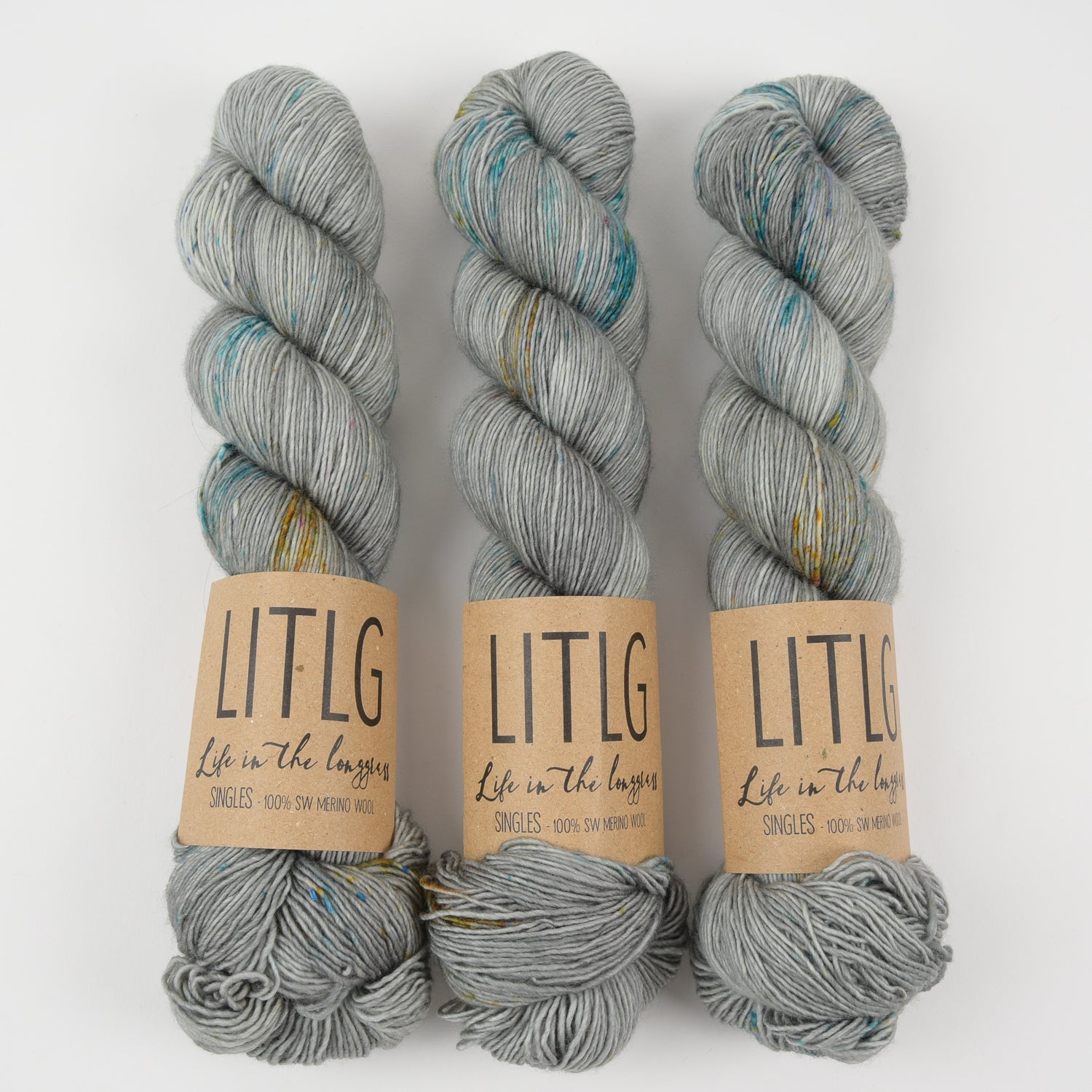 Life in The Long Grass LITLG SINGLES - SPACE ASH Merino wool Fingering grey Yarn