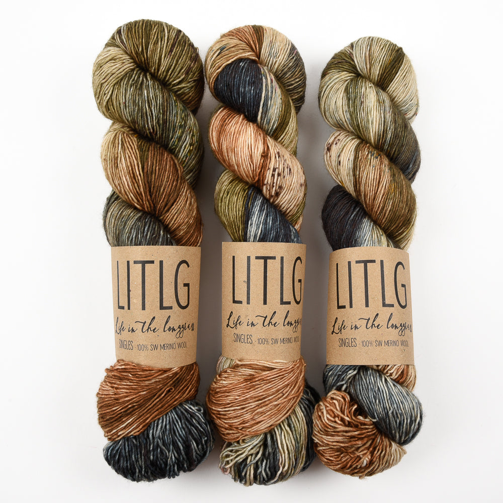 Life in The Long Grass LITLG SINGLES - WINTERVIEW Merino wool Fingering green brown Yarn