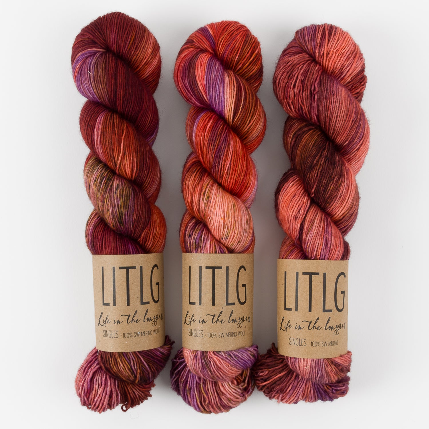 Life in The Long Grass LITLG SINGLES - AUGUR Merino wool Fingering red Yarn
