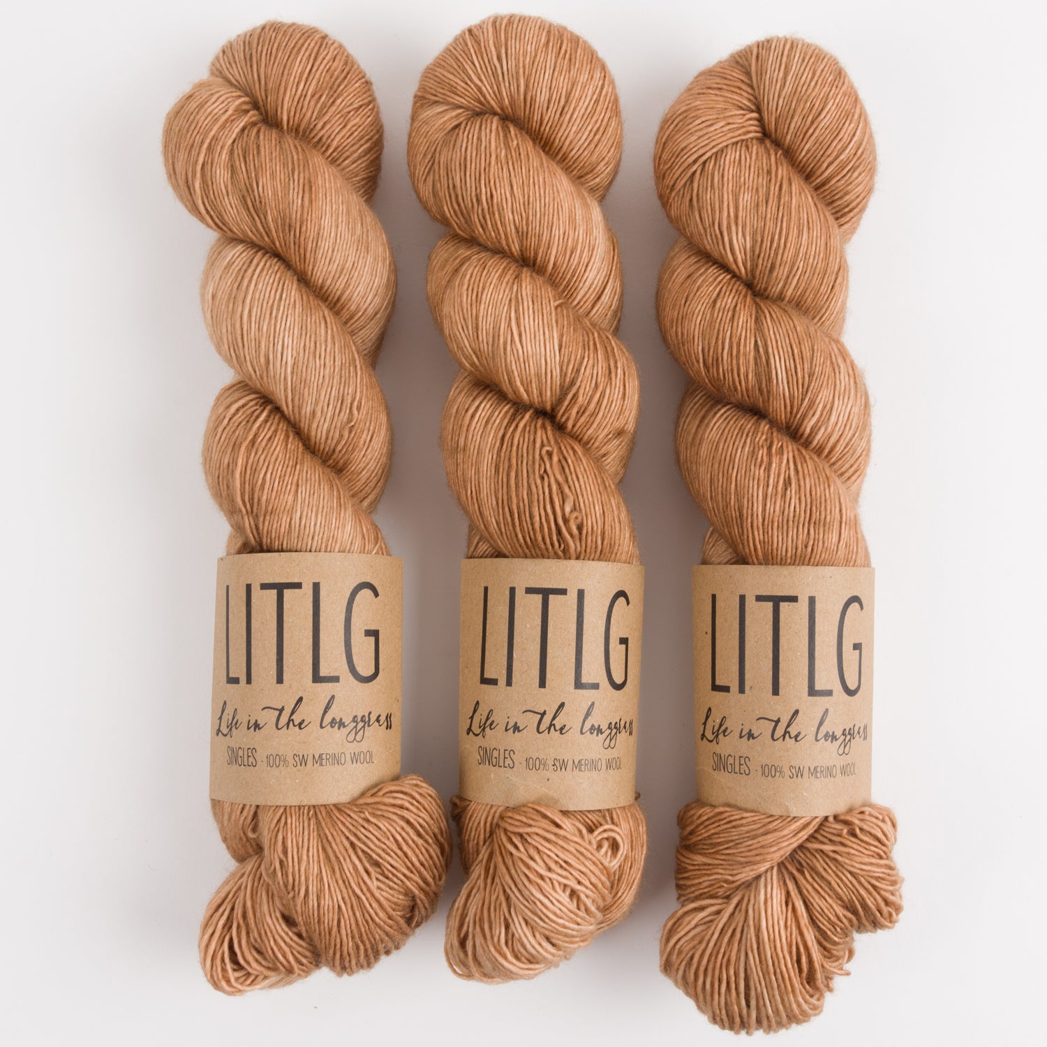 Life in The Long Grass LITLG SINGLES - CAMEL Merino wool Fingering brown Yarn
