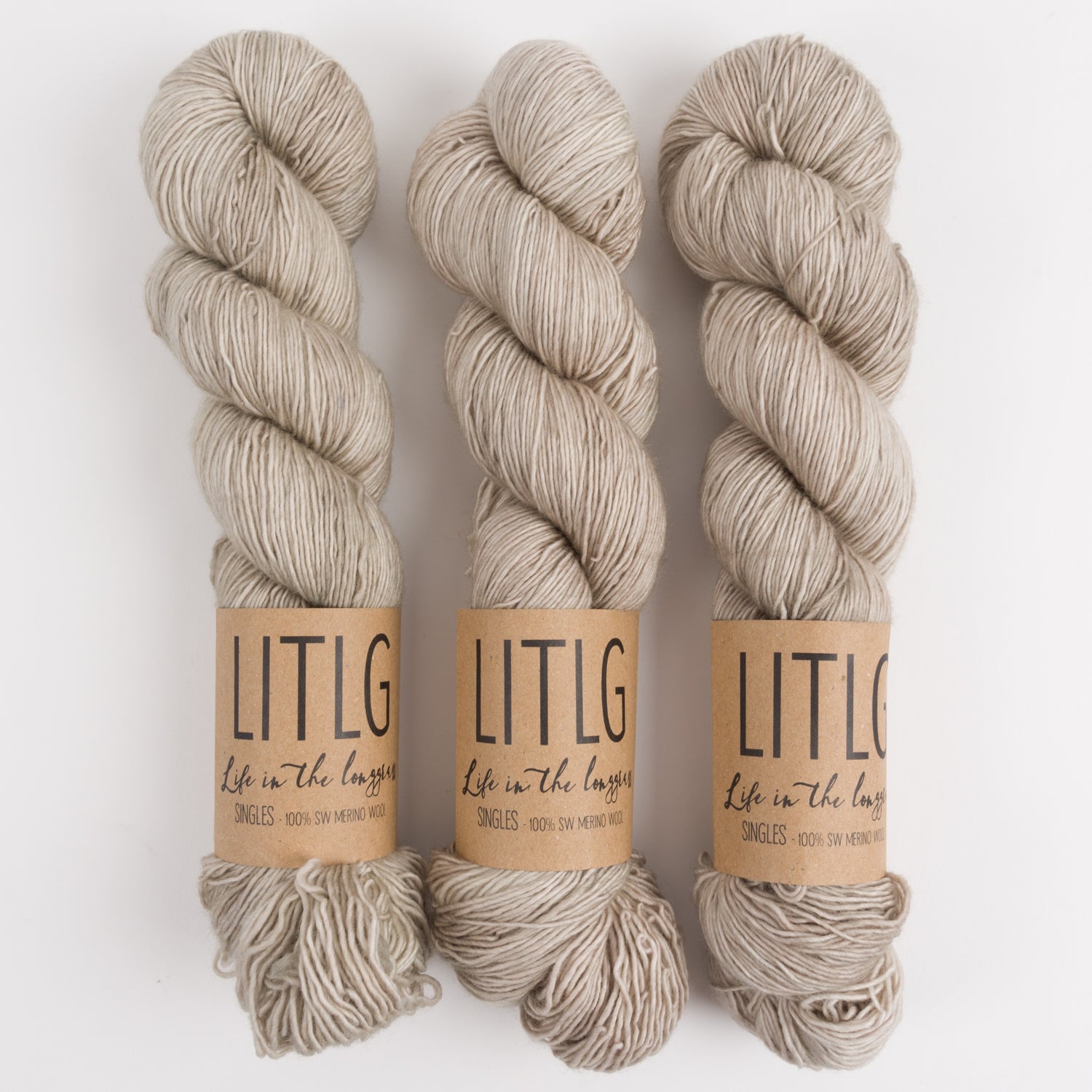 Life in The Long Grass LITLG SINGLES - CLOTH Merino wool Fingering grey Yarn