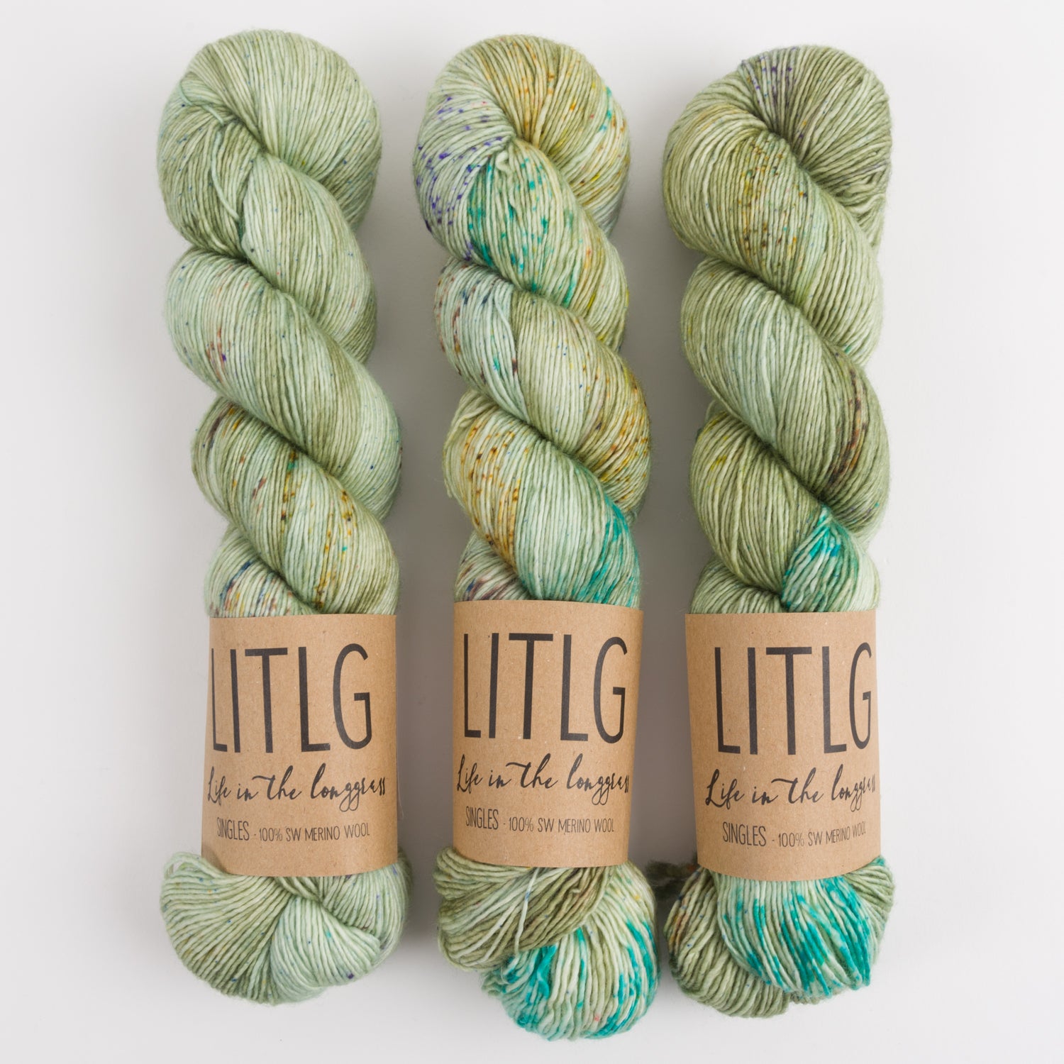 Life in The Long Grass LITLG SINGLES - CONNEMARA MARBLE Merino wool Fingering green Yarn