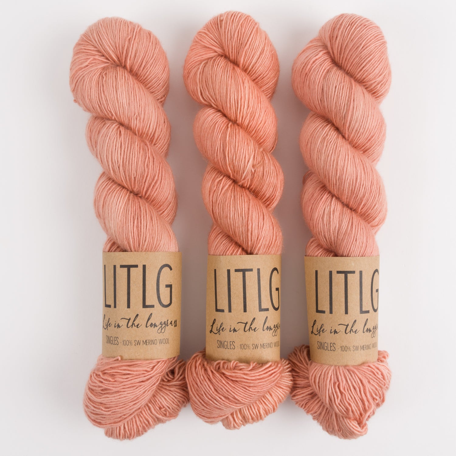 Life in The Long Grass LITLG SINGLES - DUSTY ORANGE Merino wool Fingering coral Yarn