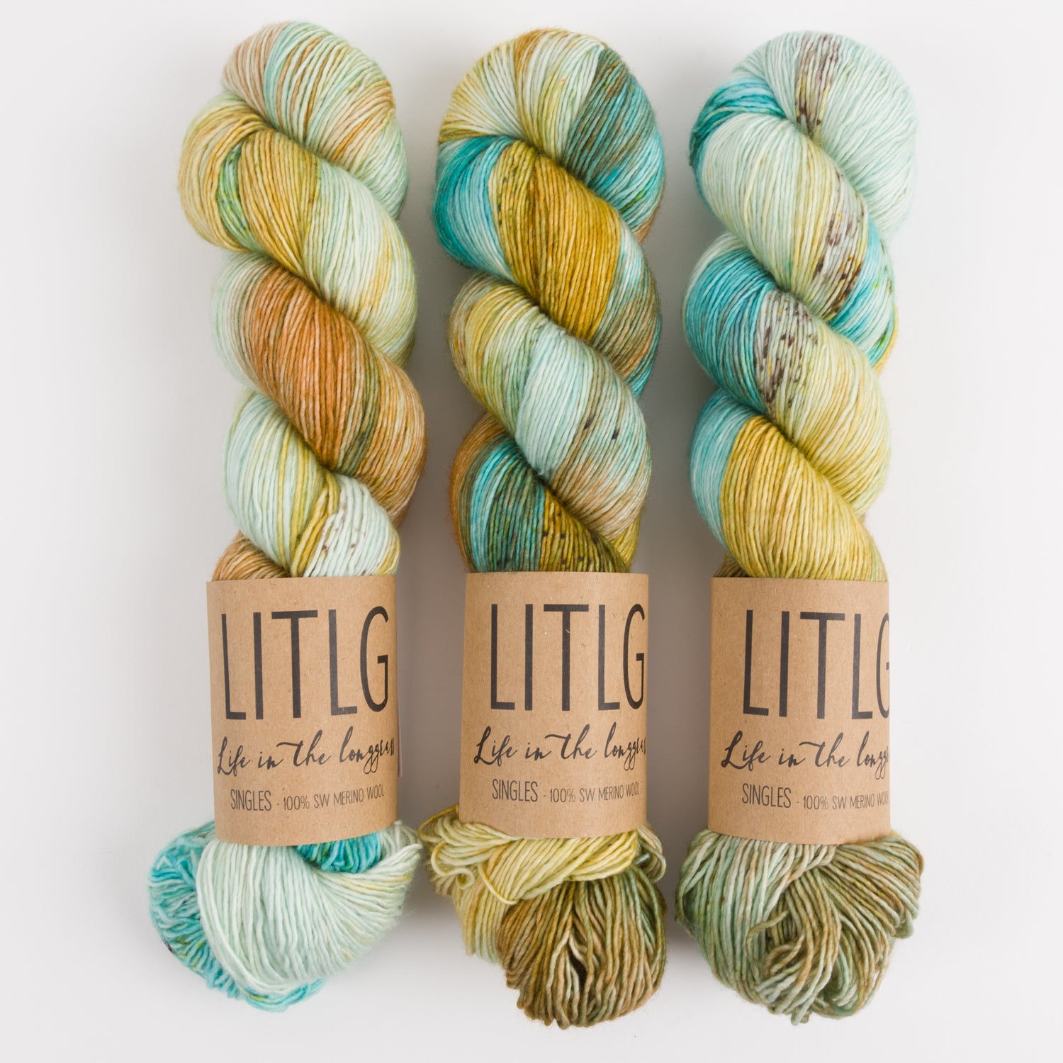 Life in The Long Grass LITLG SINGLES - EARTHSHINE Merino wool Fingering blue Yarn