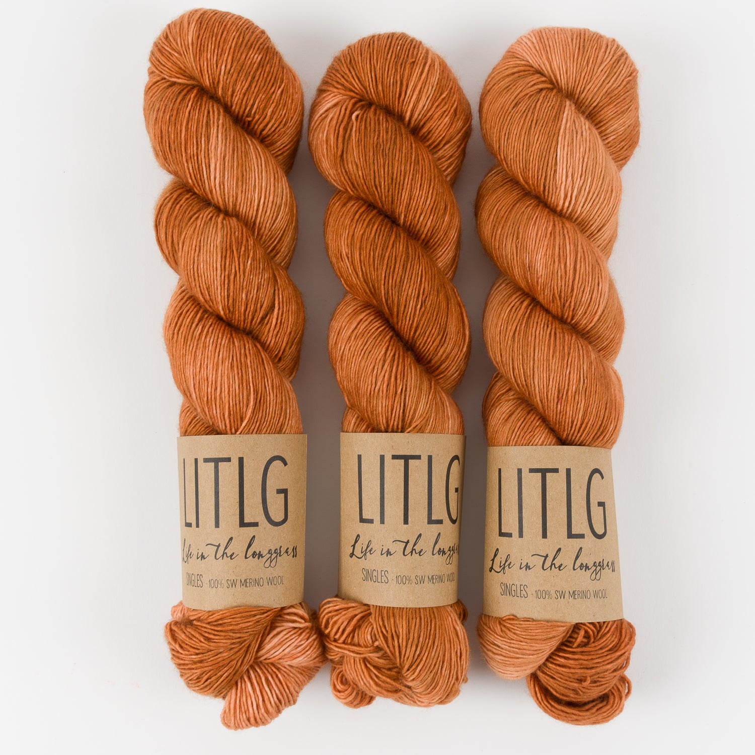 Life in The Long Grass LITLG SINGLES - FIRECLAY Merino wool Fingering orange Yarn