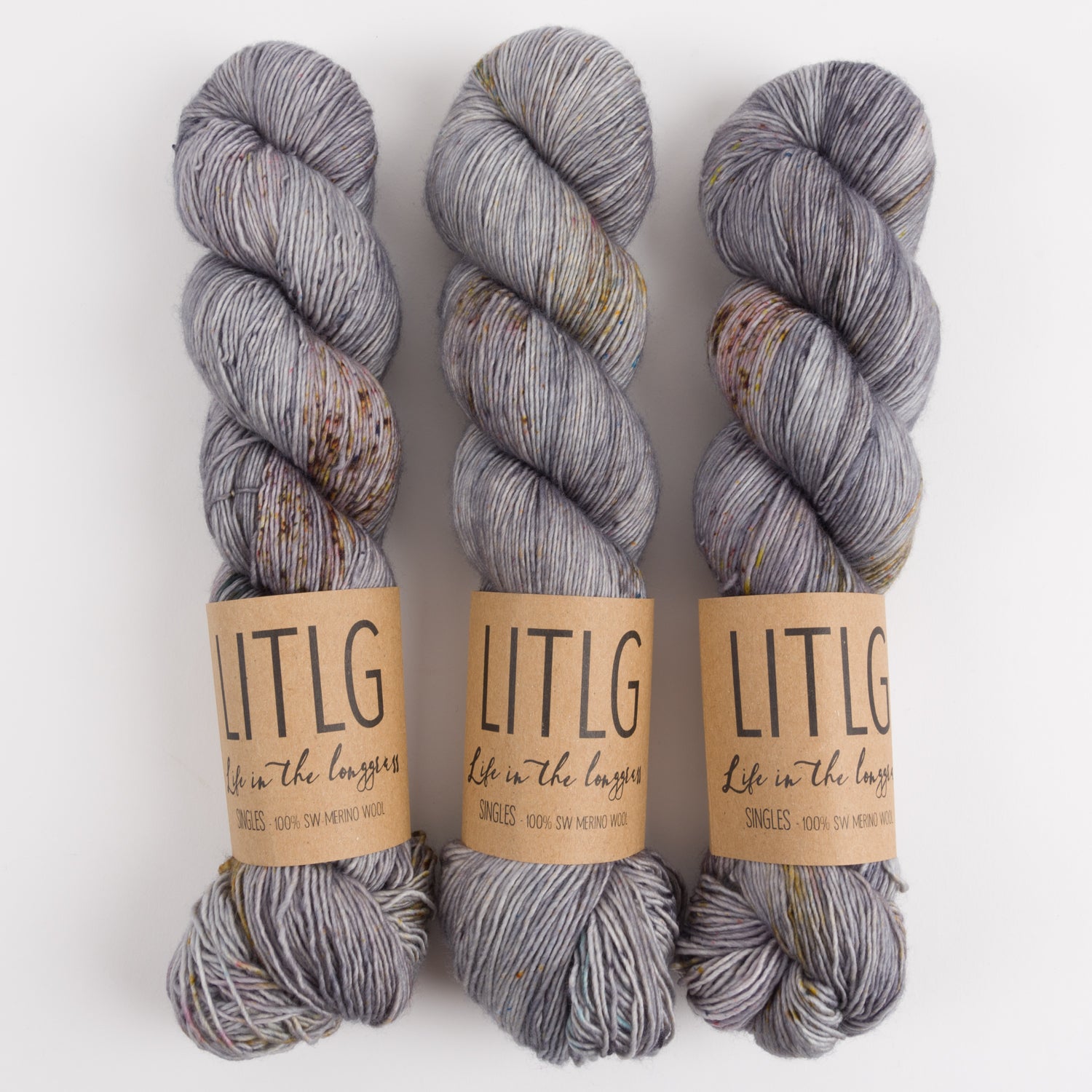 Life in The Long Grass LITLG SINGLES - GRAYSLAKE Merino wool Fingering grey Yarn