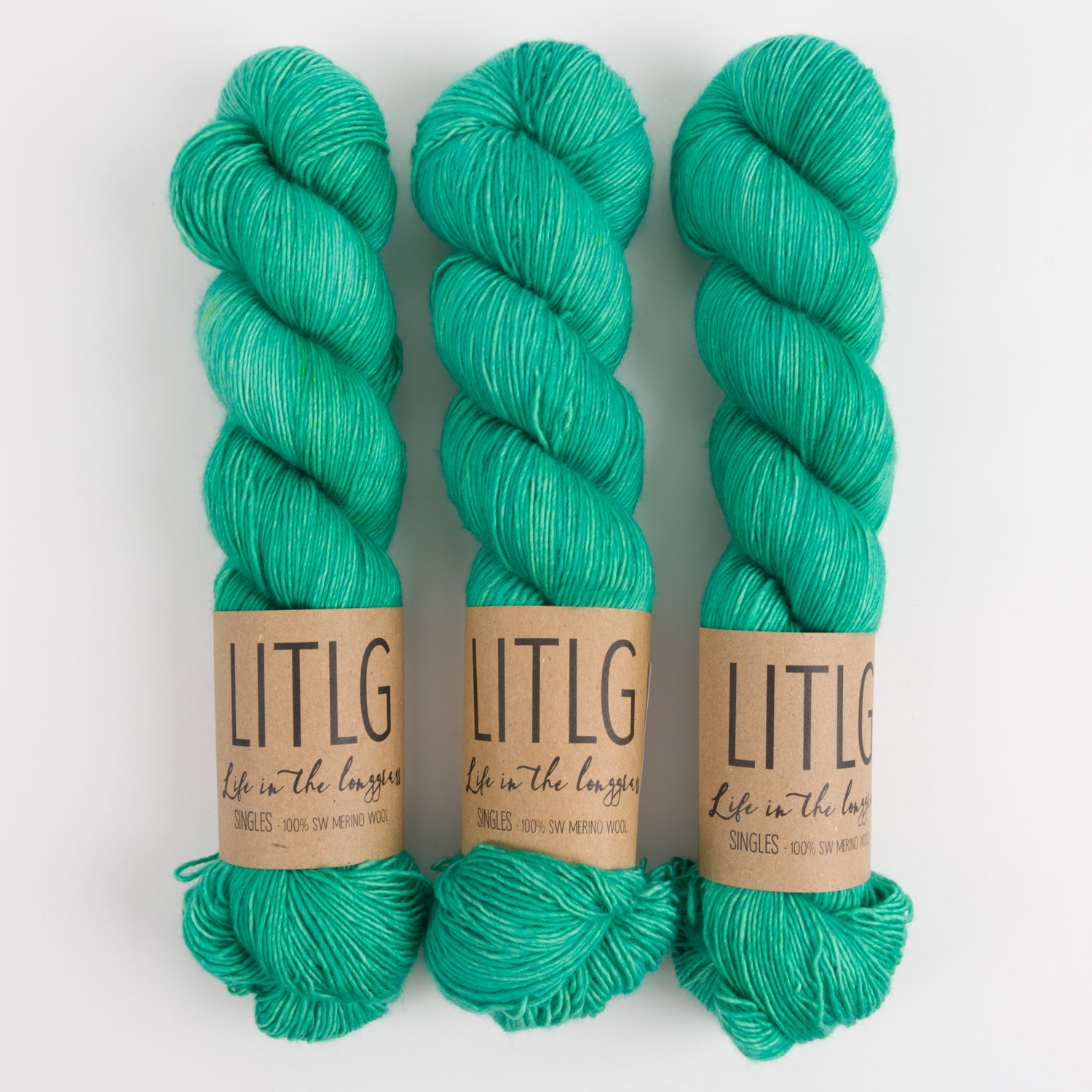 Life in The Long Grass LITLG SINGLES - IONIA Merino wool Fingering green Yarn