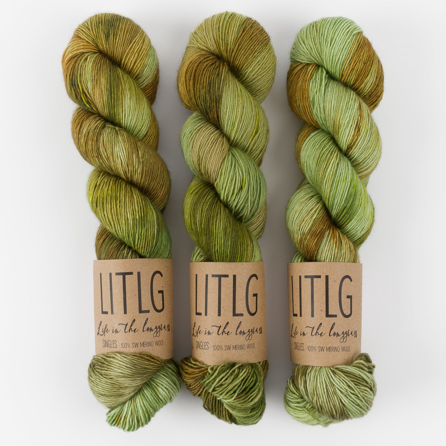 Life in The Long Grass LITLG SINGLES - LICHEN Merino wool Fingering green Yarn