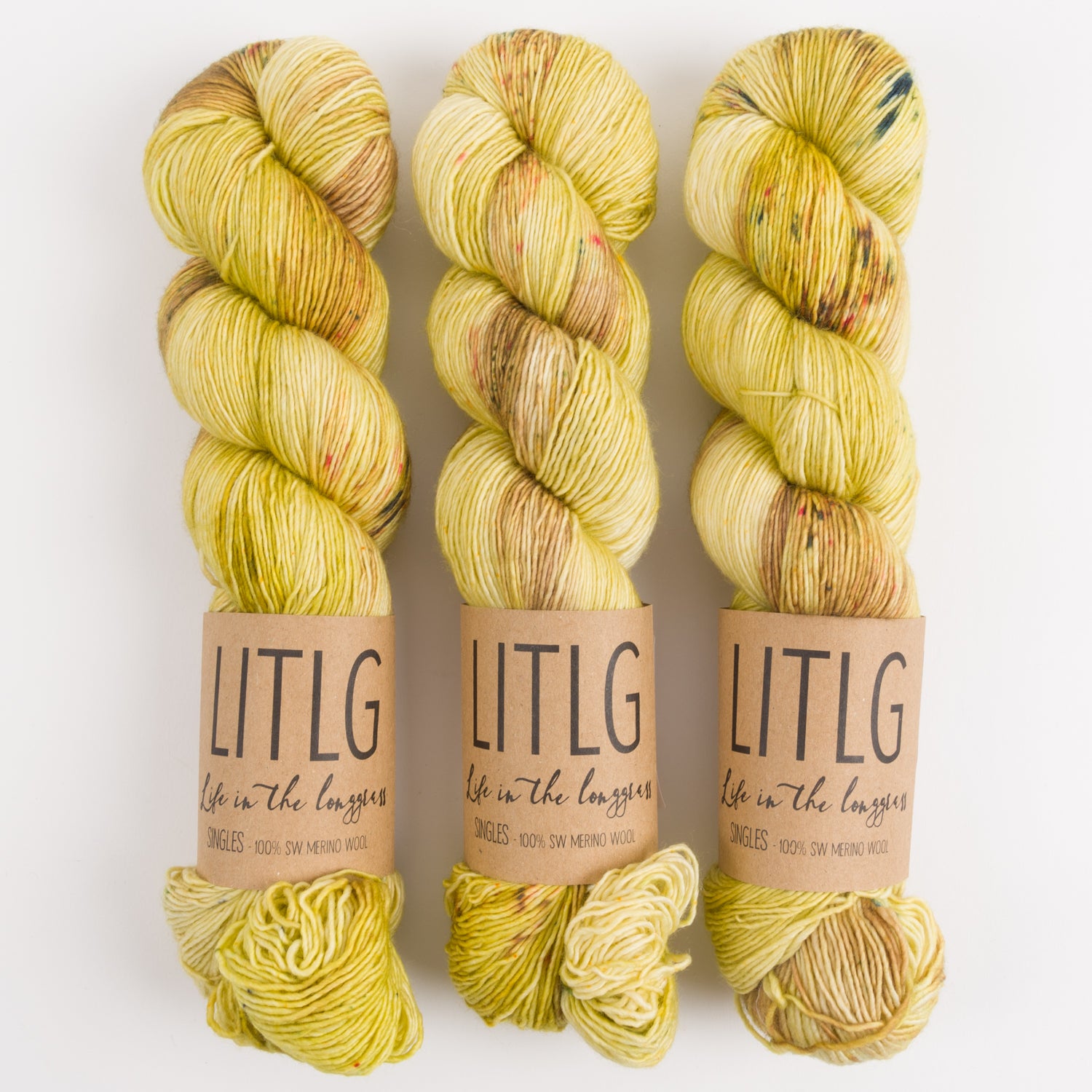 Life in The Long Grass LITLG SINGLES - OIR Merino wool Fingering yellow Yarn