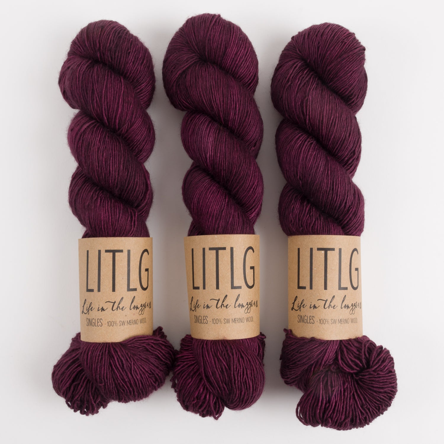Life in The Long Grass LITLG SINGLES - PLUM Merino wool Fingering purple Yarn