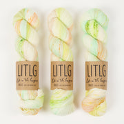 Life in The Long Grass LITLG SINGLES - SYNTH Merino wool Fingering green neon Yarn