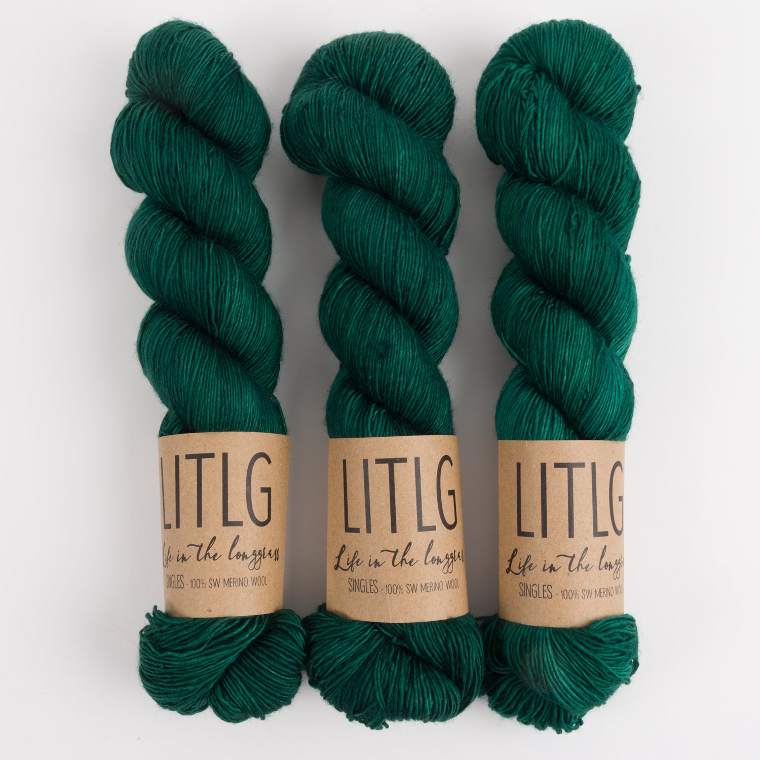 Life in The Long Grass LITLG SINGLES - WOLF GREEN Merino wool Fingering green Yarn