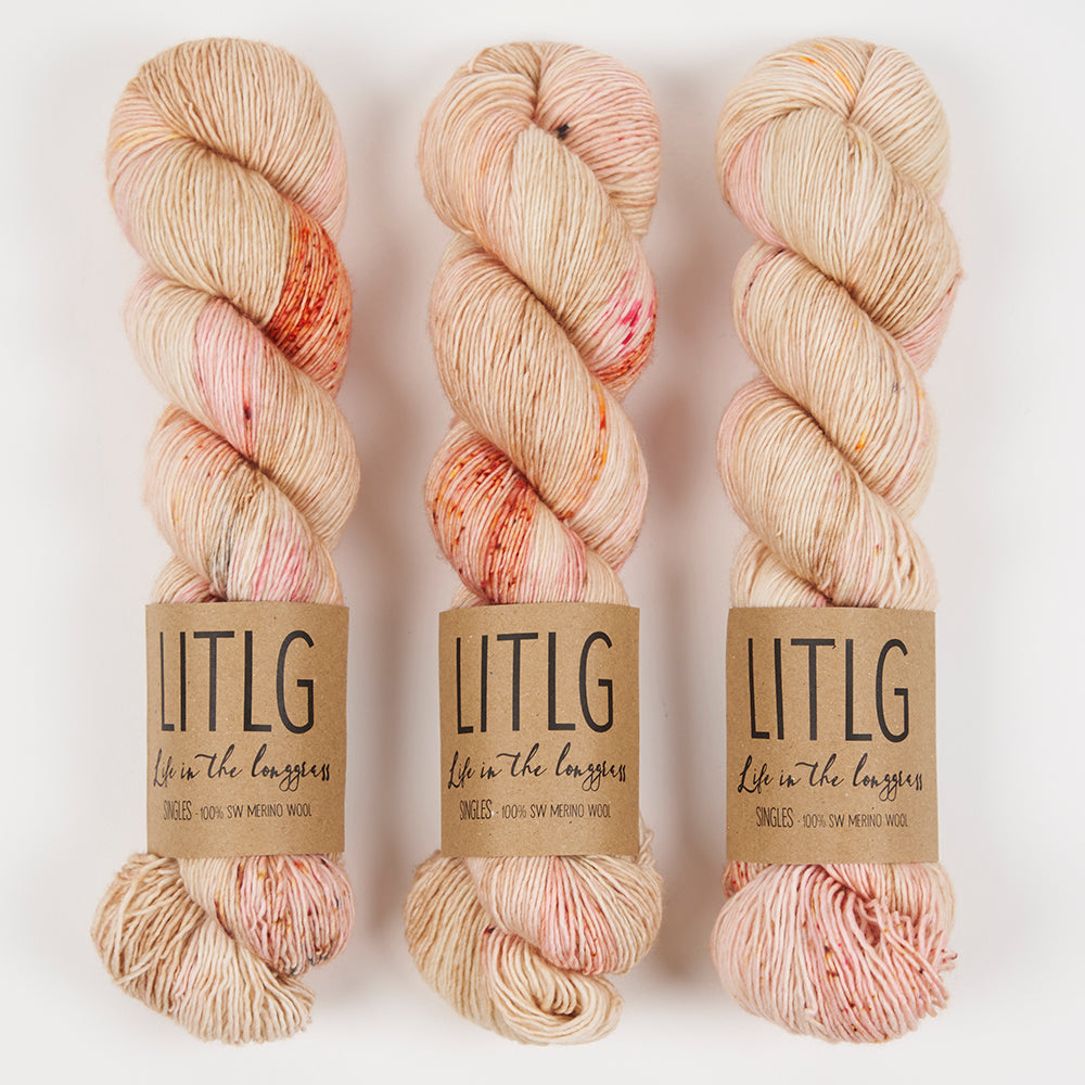 Life in The Long Grass LITLG SINGLES - BEACHCOMBER Merino wool Fingering peach Yarn