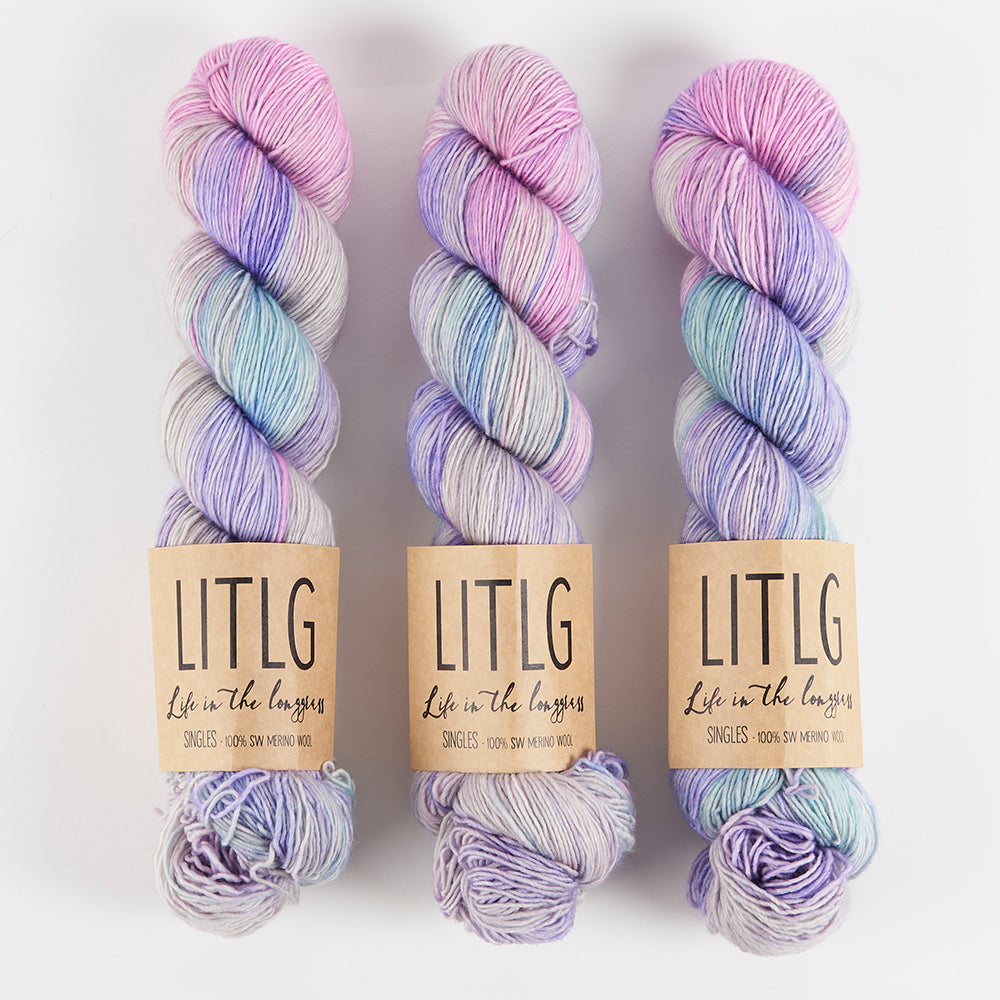 Life in The Long Grass LITLG SINGLES - EFFERVESCENT Merino wool Fingering purple Yarn