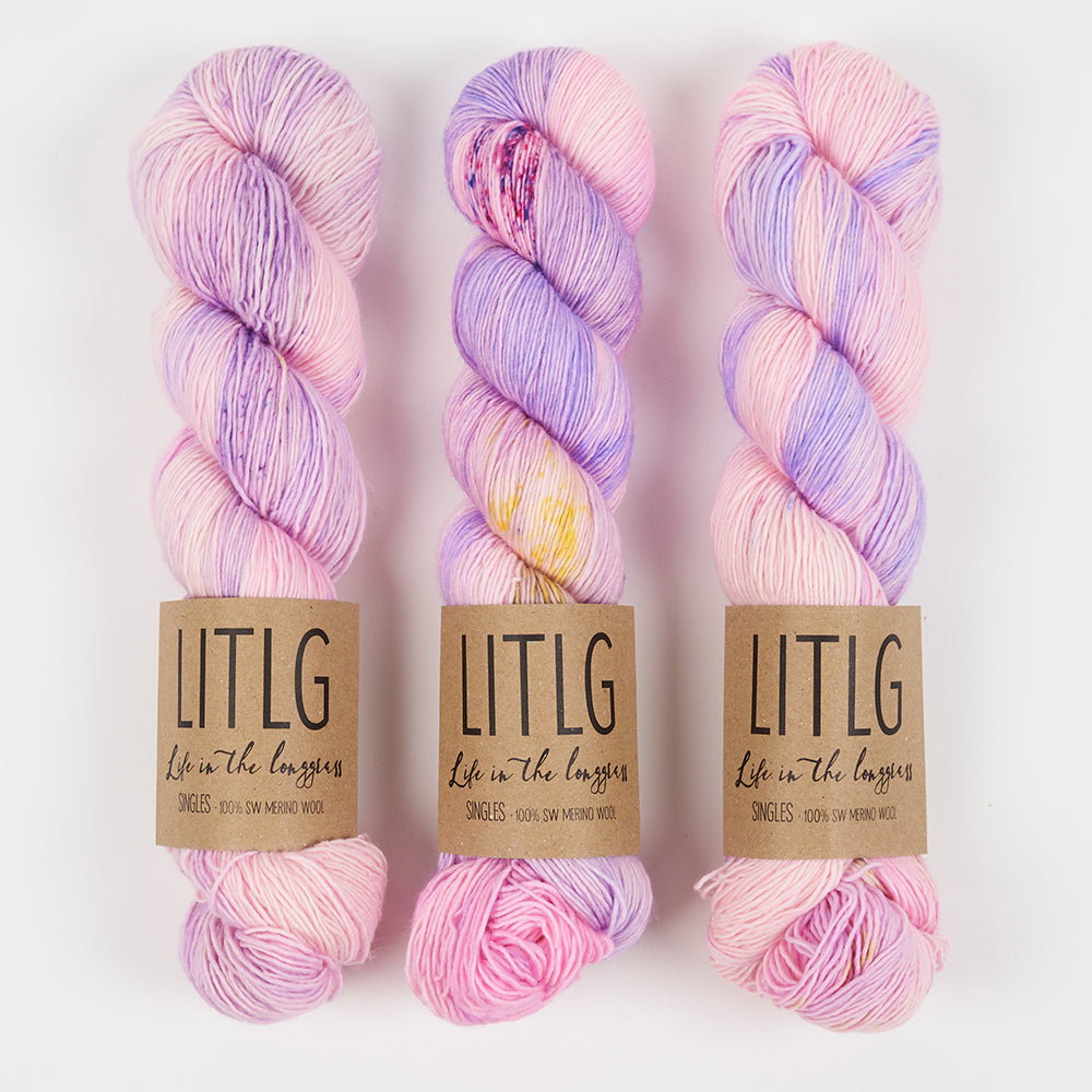 Life in The Long Grass LITLG SINGLES - FIZZ Merino wool Fingering pink multicolour Yarn