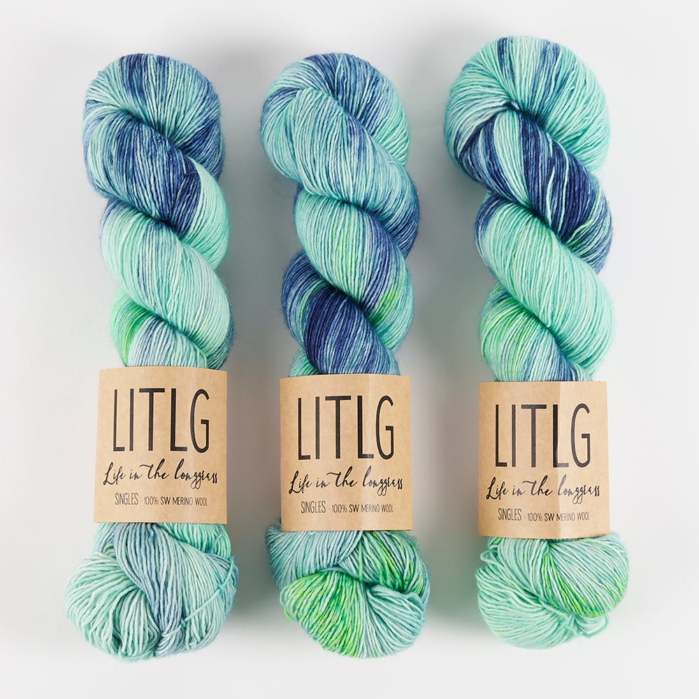 Life in The Long Grass LITLG SINGLES - NIGHTSHADE Merino wool Fingering green blue Yarn