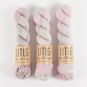 Life in The Long Grass LITLG SINGLES - VEIL Merino wool Fingering pink grey Yarn
