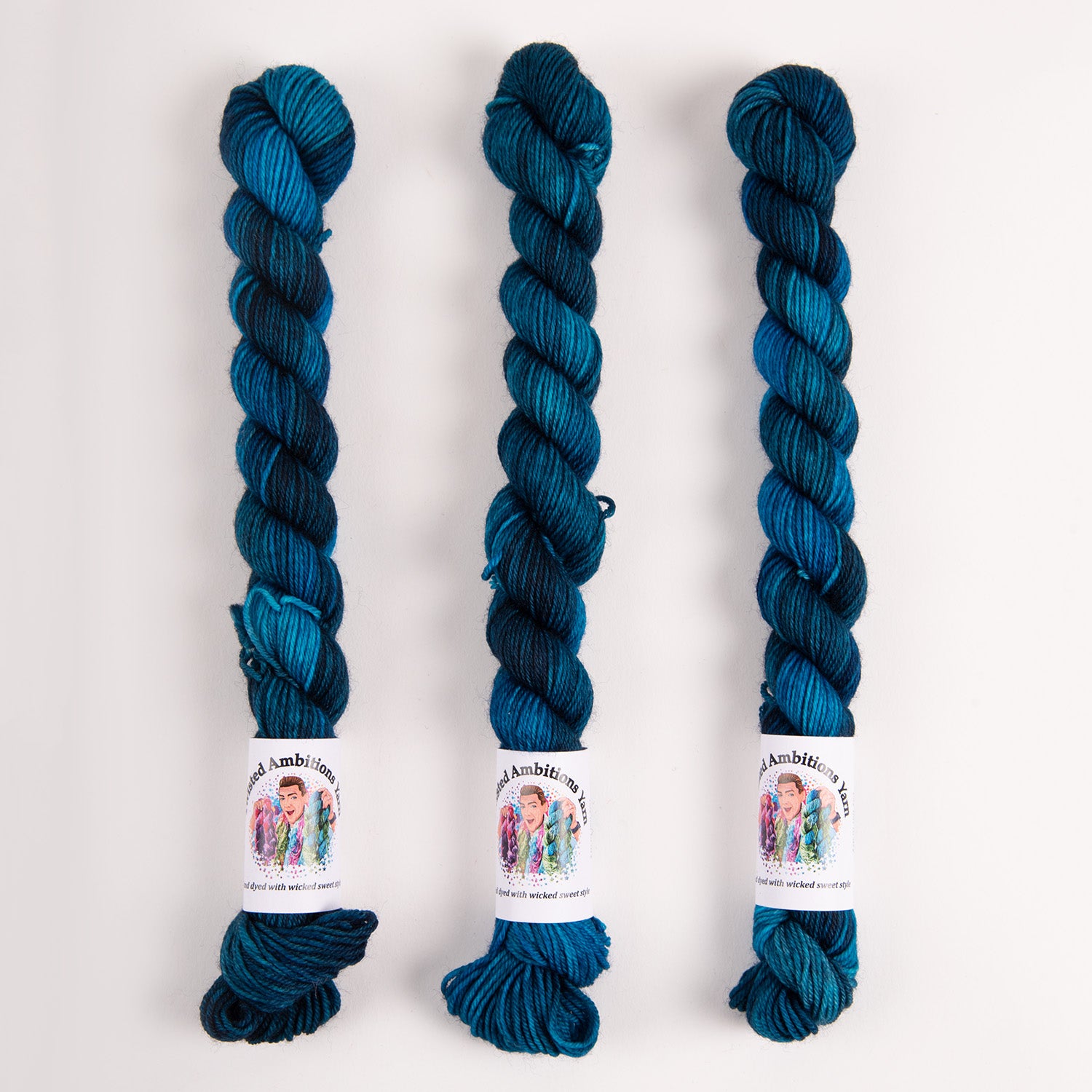 Twisted Ambitions SWEET SOCK MINI - LEMNOS Merino wool Nylon Fingering blue Yarn