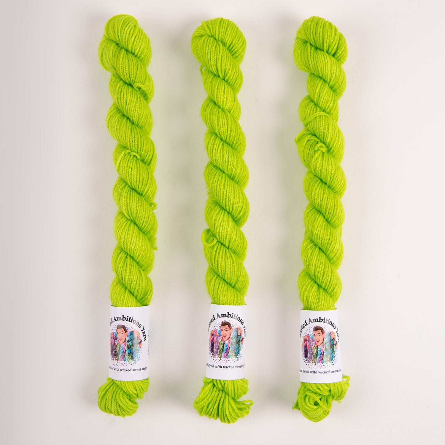Twisted Ambitions SWEET SOCK MINI - LIMETRUESE Merino wool Nylon Fingering neon green Yarn