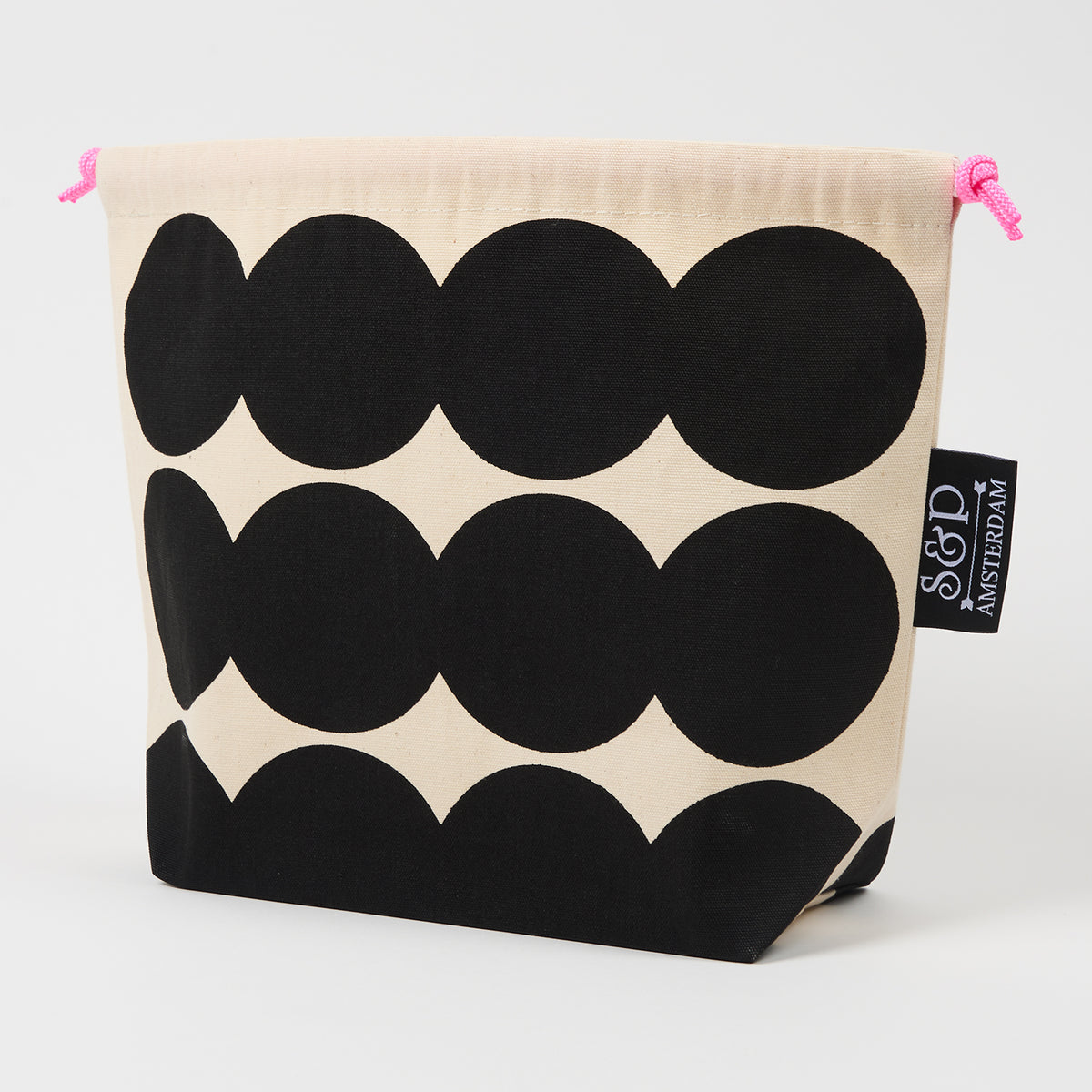 DRAWSTRING BAG - CIRCLES BLACK