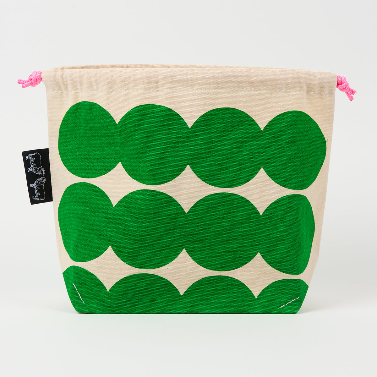 DRAWSTRING BAG - CIRCLES GREEN