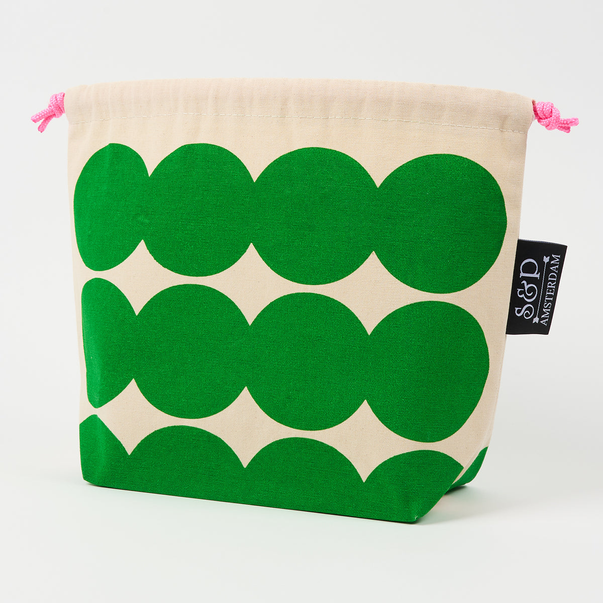 DRAWSTRING BAG - CIRCLES GREEN