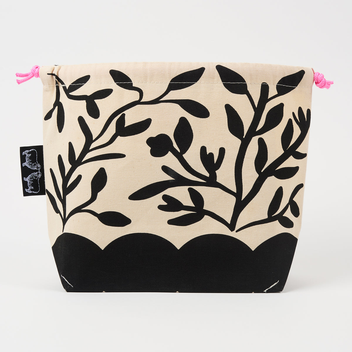 DRAWSTRING BAG - FLOWERS BLACK