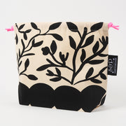 Drawstring Bag - Flowers Black