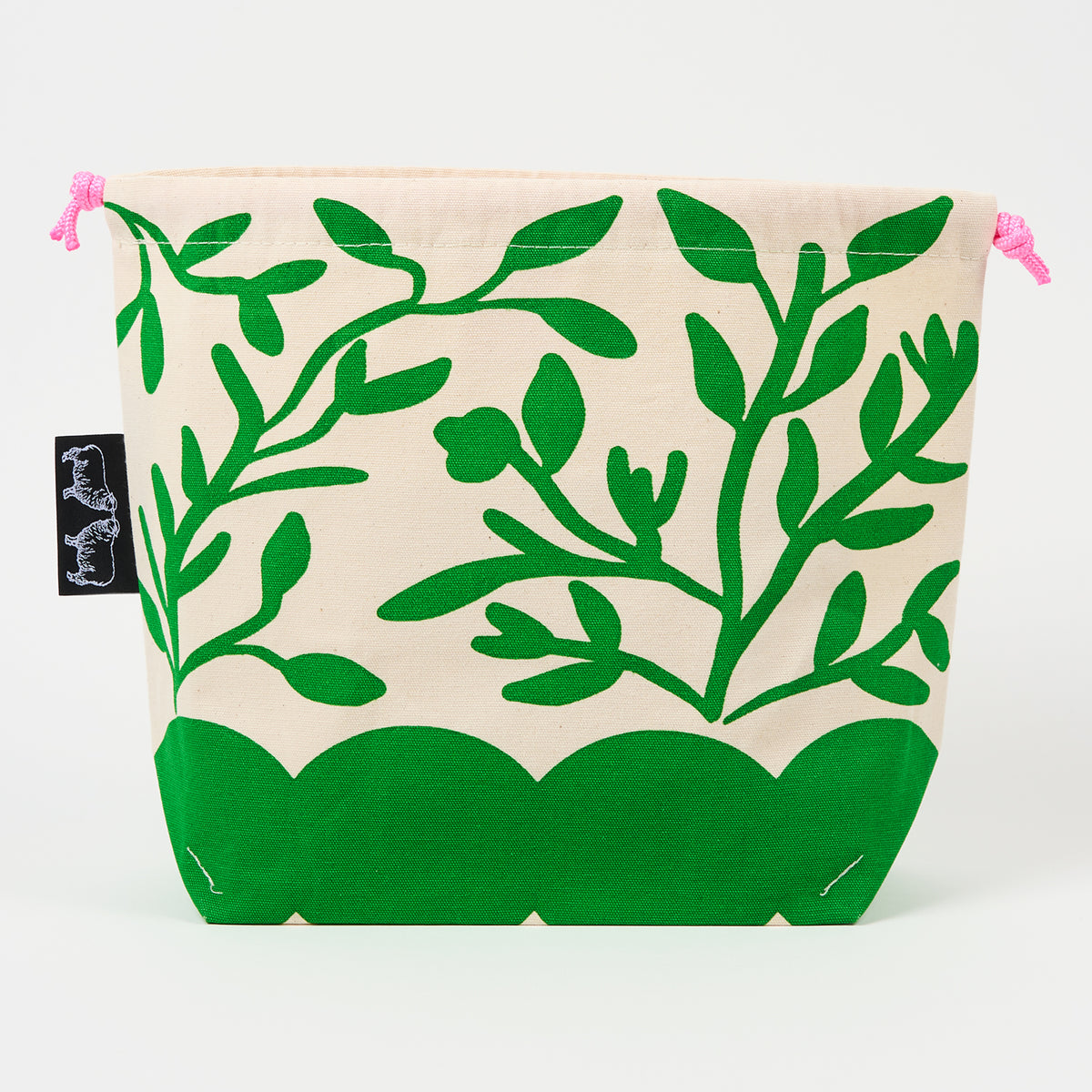 DRAWSTRING BAG - FLOWERS GREEN