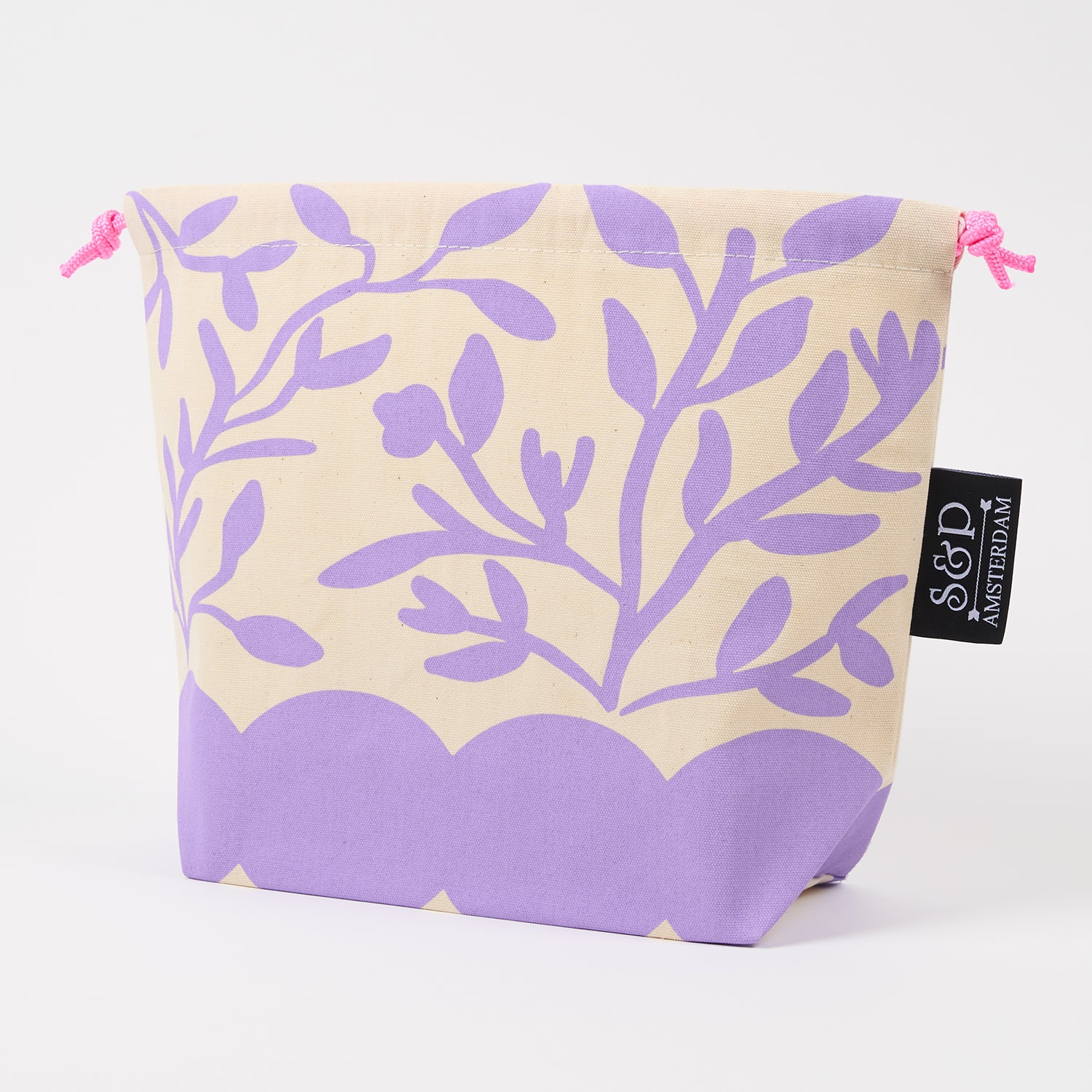 DRAWSTRING BAG - FLOWERS PURPLE