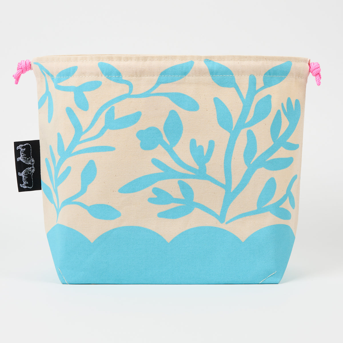 DRAWSTRING BAG - FLOWERS ROBINS EGG