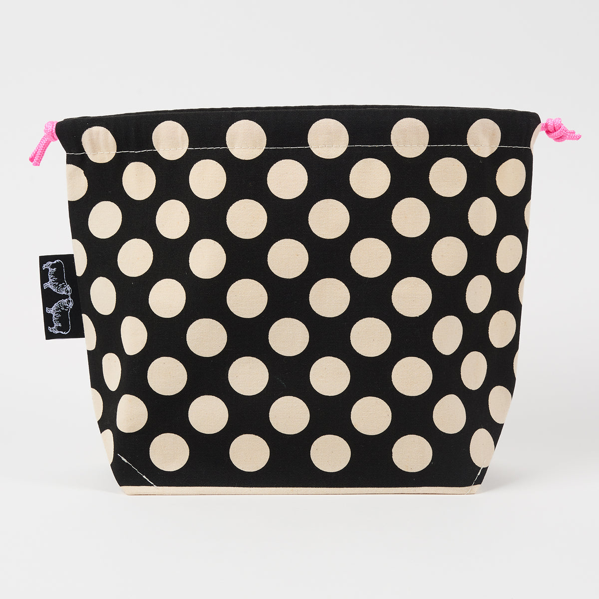 DRAWSTRING BAG - POLKA DOTS BLACK