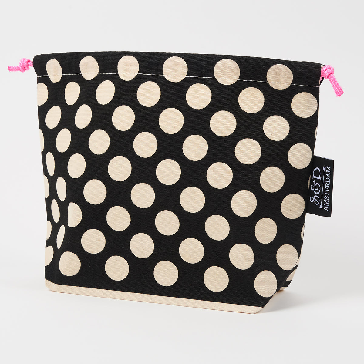 DRAWSTRING BAG - POLKA DOTS BLACK