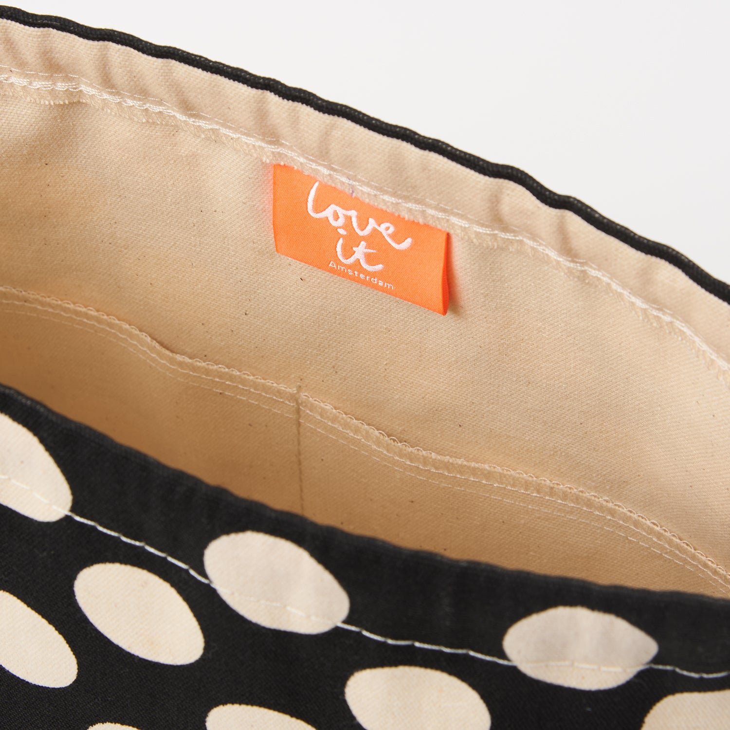 Drawstring Bag - Polka Dots Black