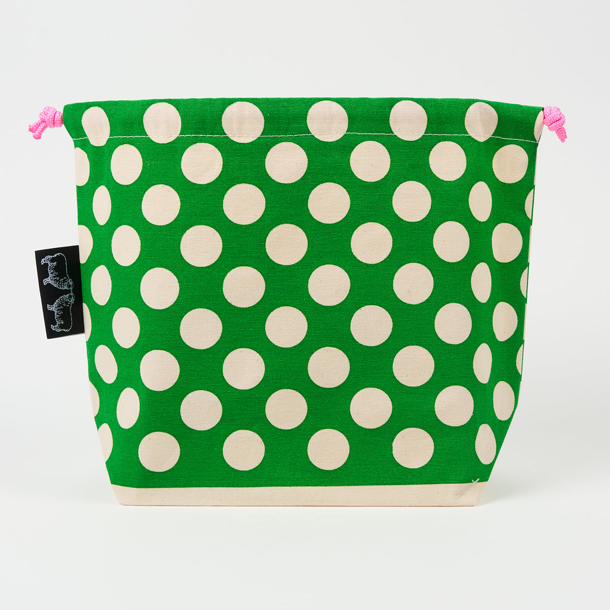 DRAWSTRING BAG - POLKA DOTS GREEN