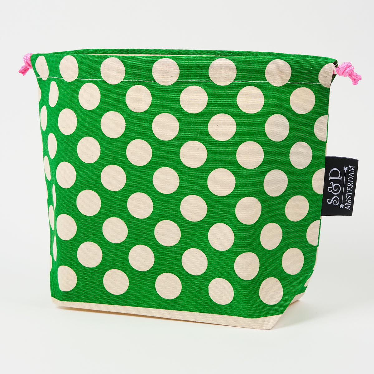 DRAWSTRING BAG - POLKA DOTS GREEN