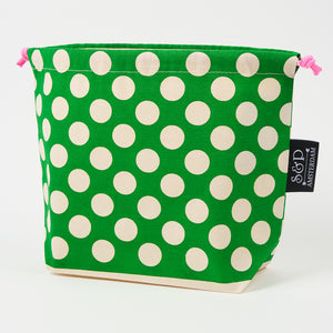 DRAWSTRING BAG - POLKA DOTS GREEN
