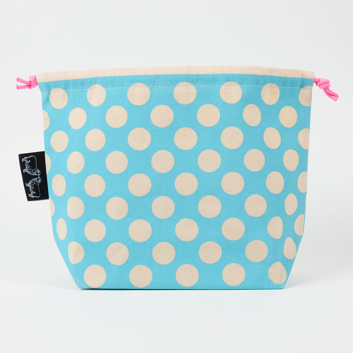 DRAWSTRING BAG - POLKA DOTS ROBINS EGG