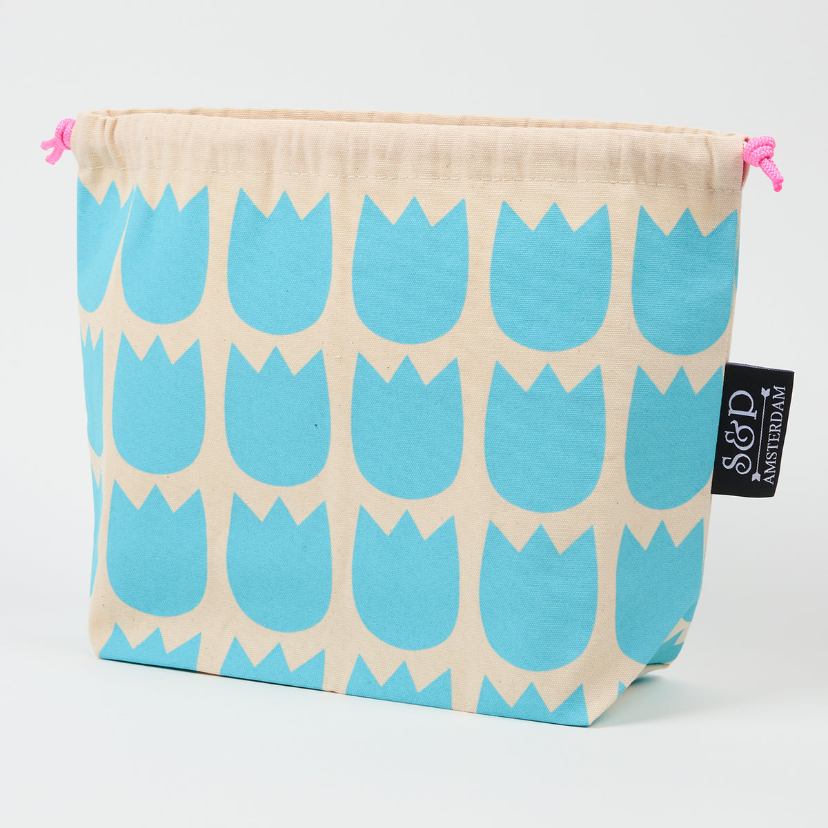DRAWSTRING BAG - TULIPS ROBINS EGG