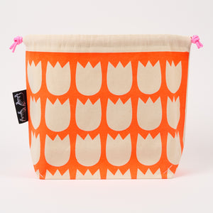 DRAWSTRING BAG - TULIPS WHITE/ORANGE