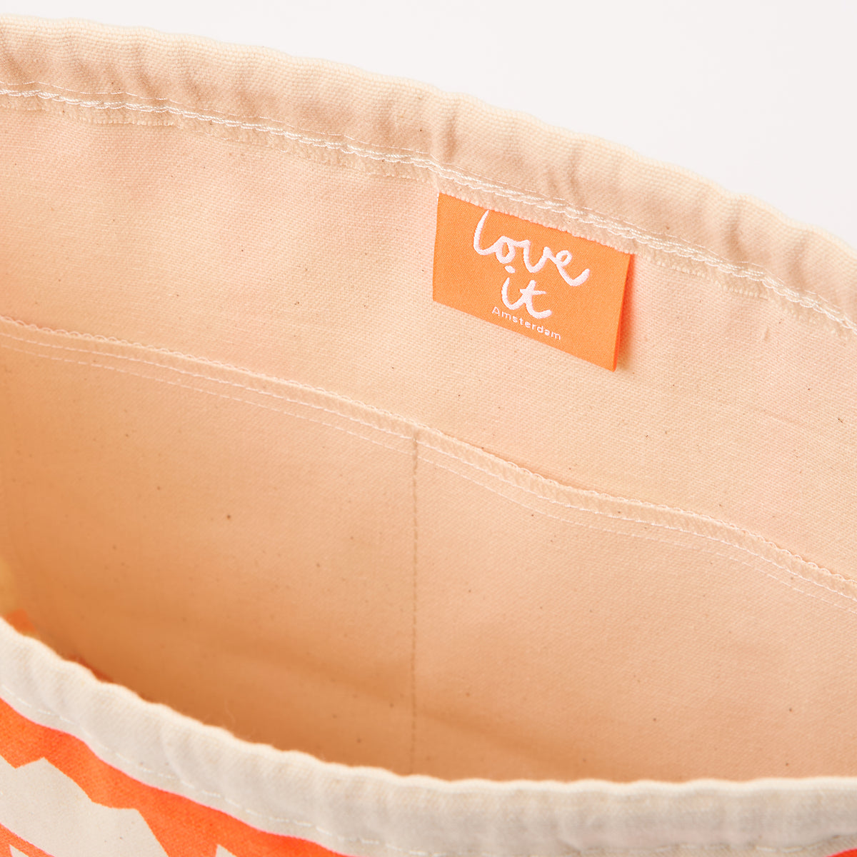 DRAWSTRING BAG - TULIPS WHITE/ORANGE