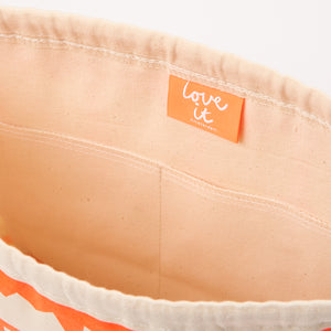 DRAWSTRING BAG - TULIPS WHITE/ORANGE