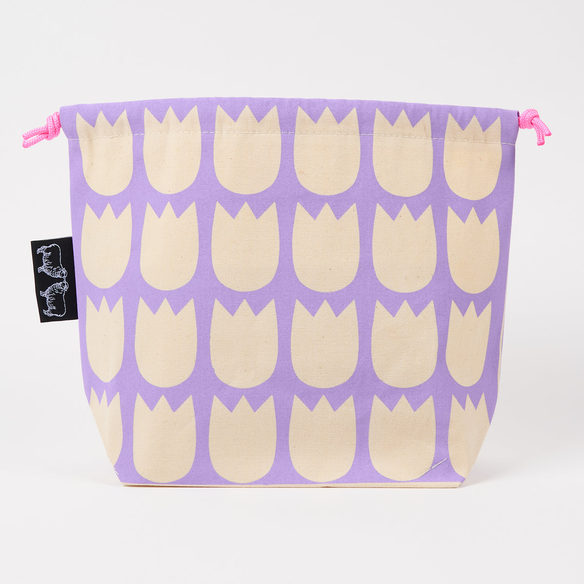 DRAWSTRING BAG - TULIPS WHITE/PURPLE