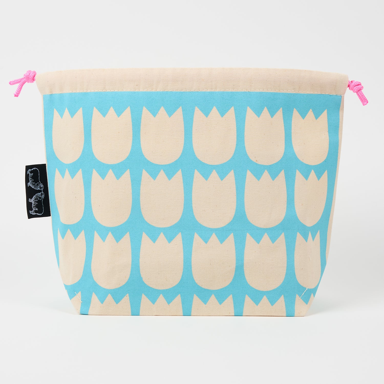 LOVE IT DRAWSTRING BAG - TULIPS WHITE/ROBINS EGG blue turquoise white Project Bags