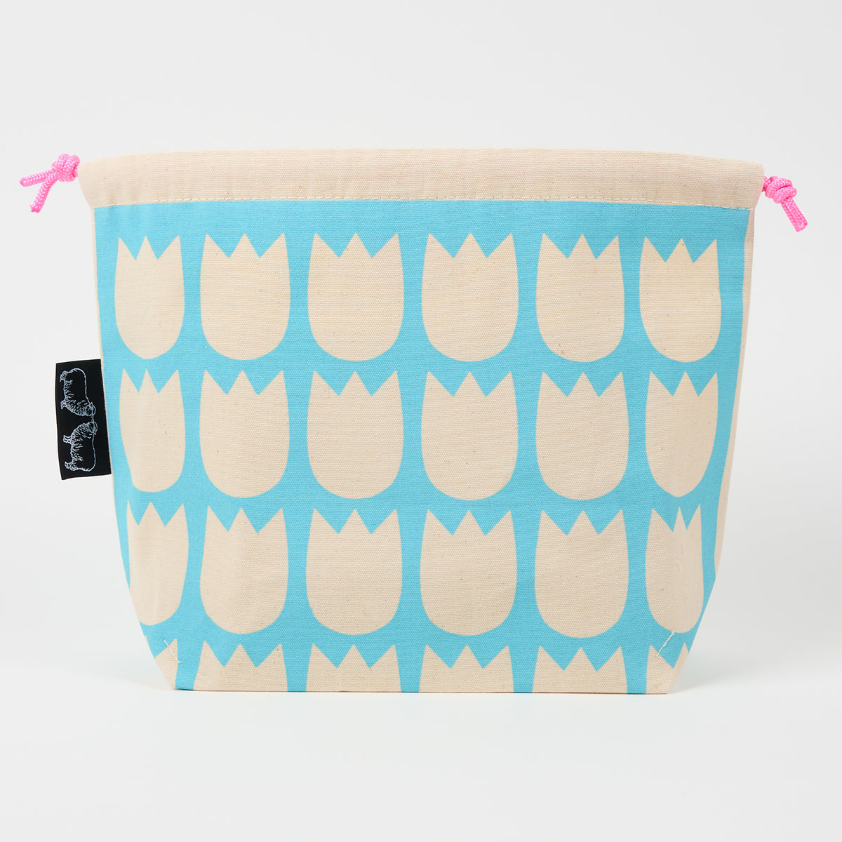 DRAWSTRING BAG - TULIPS WHITE/ROBINS EGG