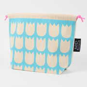 Drawstring Bag - Tulips White/Robins Egg