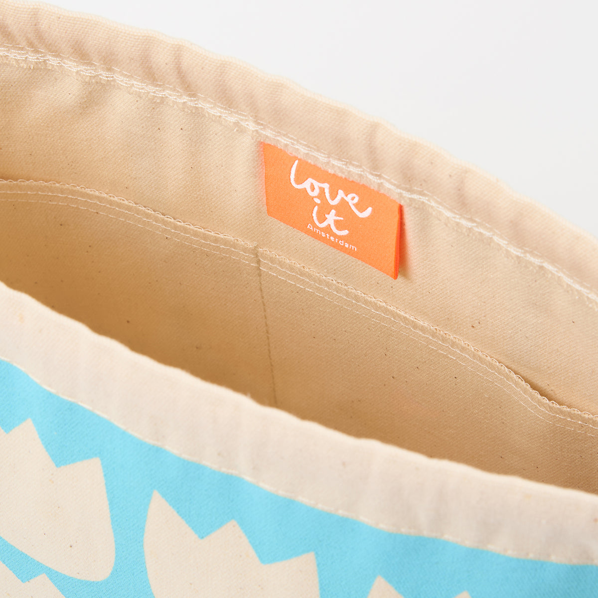 DRAWSTRING BAG - TULIPS WHITE/ROBINS EGG