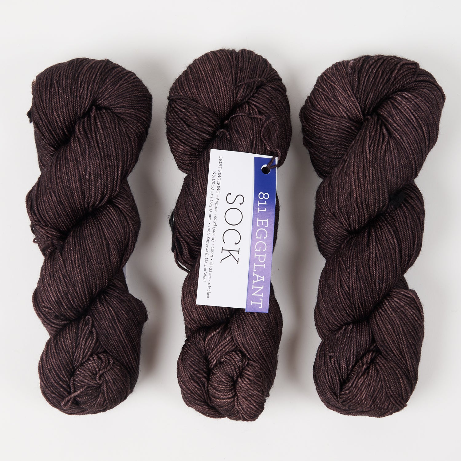 Malabrigo MALABRIGO SOCK - EGGPLANT Merino wool Light Fingering purple Yarn