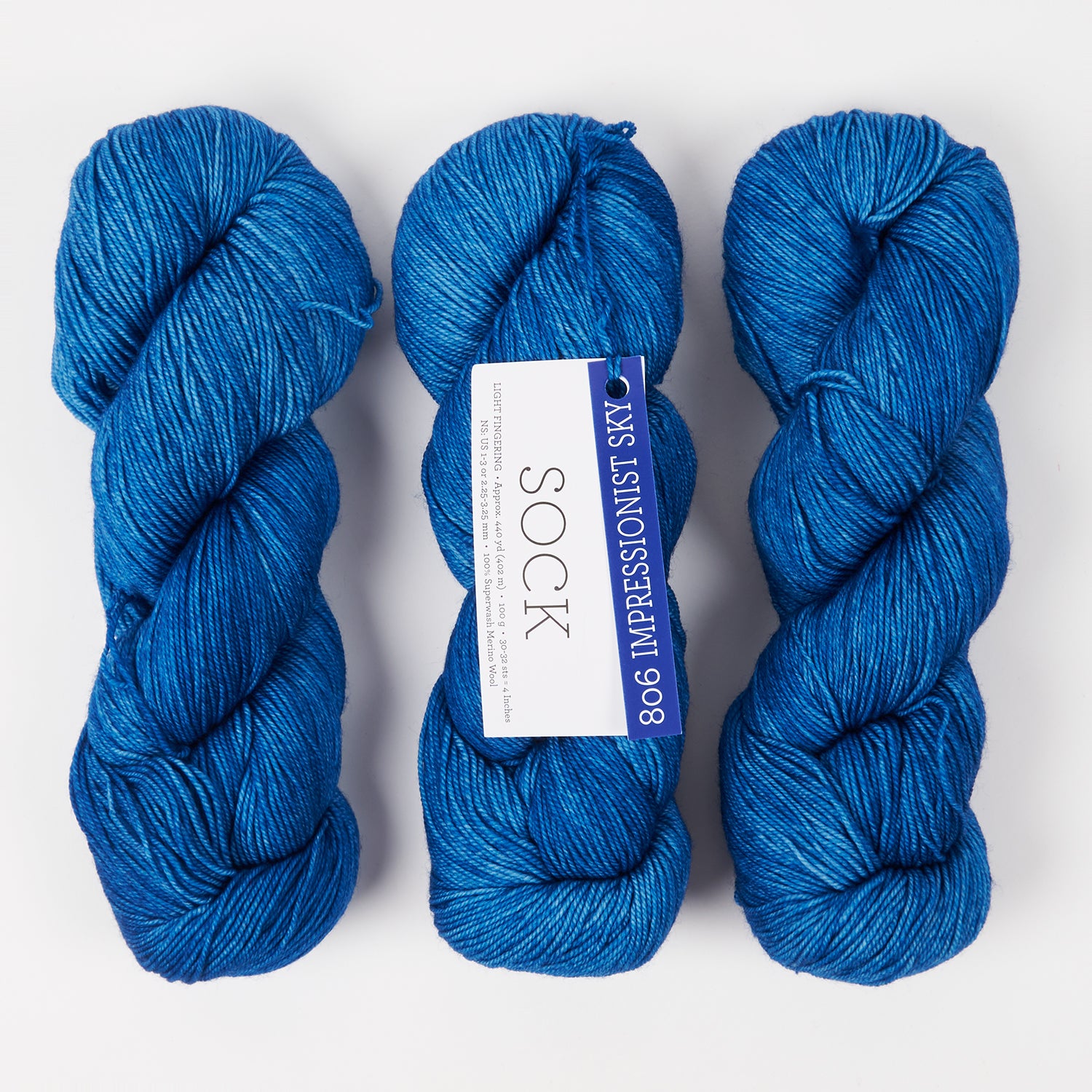 Malabrigo MALABRIGO SOCK - IMPRESSIONIST SKY Merino wool Light Fingering blue Yarn