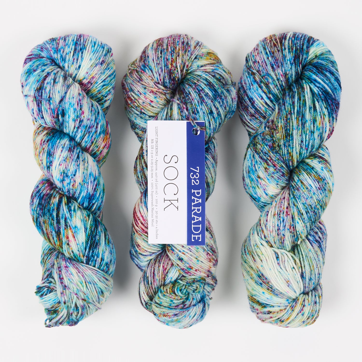Malabrigo MALABRIGO SOCK - PARADE Merino wool Light Fingering multicolour blue Yarn